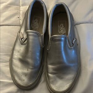 Vans Metallic Silver Slip-On Sneakers size 8